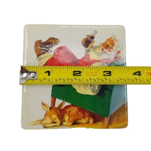VTG Coca Cola Santa WIth Deer and Dog Coasters, Cork Back Set of 10 - Picture 10 of 10